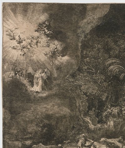 O anjo aparecendo aos pastores de Rembrandt van Rijn