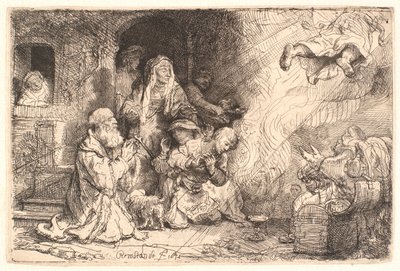O Anjo Saindo da Família de Tobit de Rembrandt van Rijn