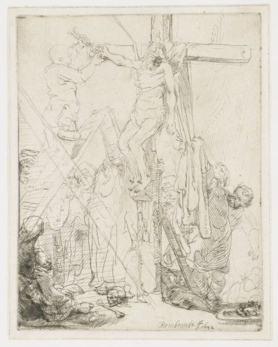 A descida da cruz: um esboço de Rembrandt van Rijn