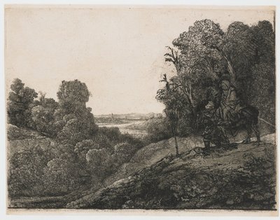 O voo para o Egipto: placa alterada de Seghers de Rembrandt van Rijn