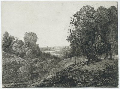 A fuga para o Egito: gravura adaptada de Seghers de Rembrandt van Rijn