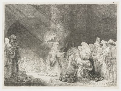 A apresentação no templo: impressão oblonga de Rembrandt van Rijn