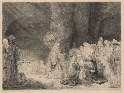 A apresentação no templo: impressão oblonga de Rembrandt van Rijn