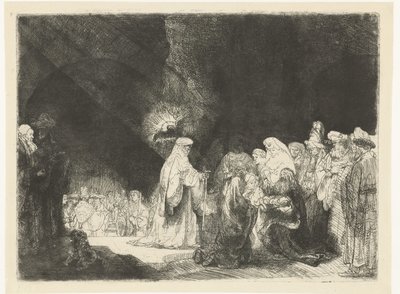 A apresentação no templo: impressão oblonga de Rembrandt van Rijn