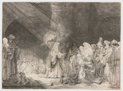 A apresentação no templo: impressão oblonga de Rembrandt van Rijn