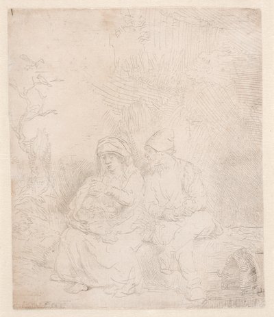 O resto do voo: ligeiramente marcado de Rembrandt van Rijn