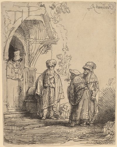 Três figuras orientais (Jacó e Labão?) de Rembrandt van Rijn