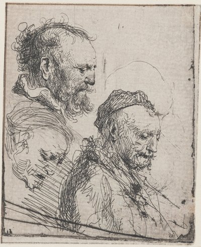 Três Estudos de Cabeças de Homens Idosos de Rembrandt van Rijn