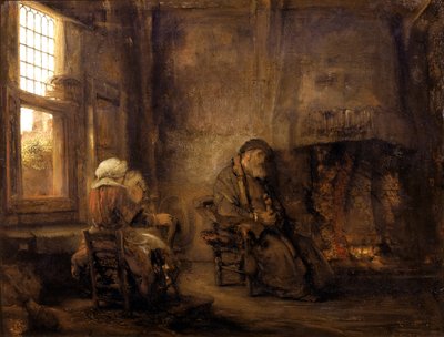 Tobit e Anna esperando o retorno de seu filho, 1659 de Rembrandt van Rijn