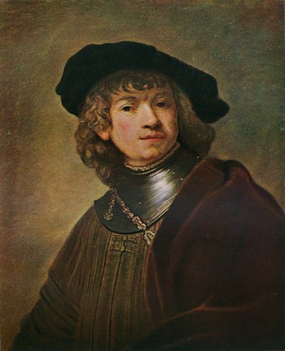 Tronie de um jovem em um gorget e boné, c1639 de Rembrandt van Rijn