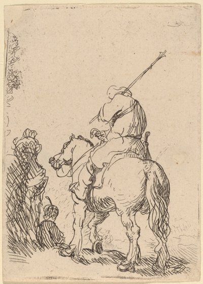 Soldado com turbante a cavalo de Rembrandt van Rijn