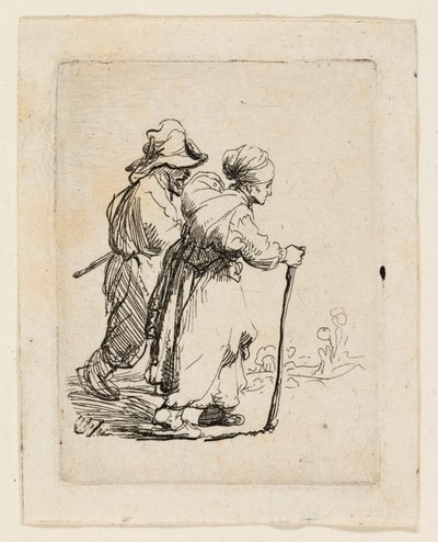 Dois vagabundos, um homem e uma mulher de Rembrandt van Rijn