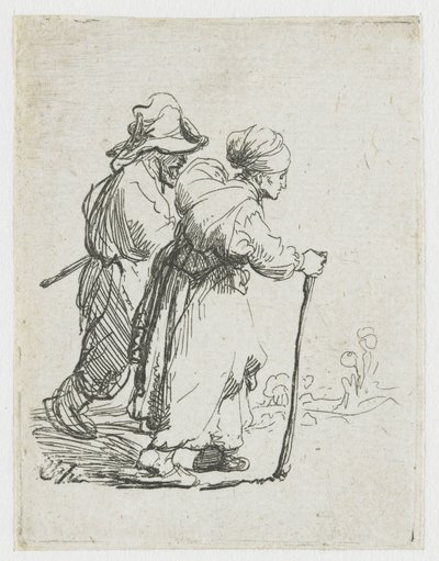 Dois vagabundos, um homem e uma mulher de Rembrandt van Rijn