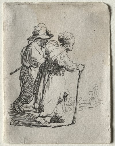 Dois vagabundos, um homem e uma mulher, c. 1634 de Rembrandt van Rijn