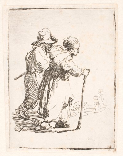 Dois vagabundos, um homem e uma mulher de Rembrandt van Rijn