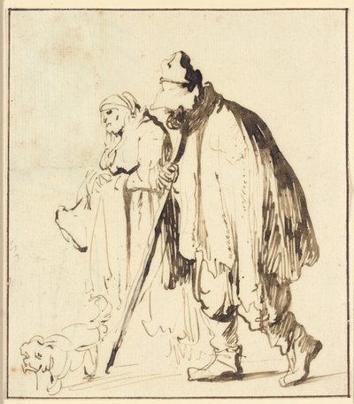 Vagrant casal com um cachorro de Rembrandt van Rijn