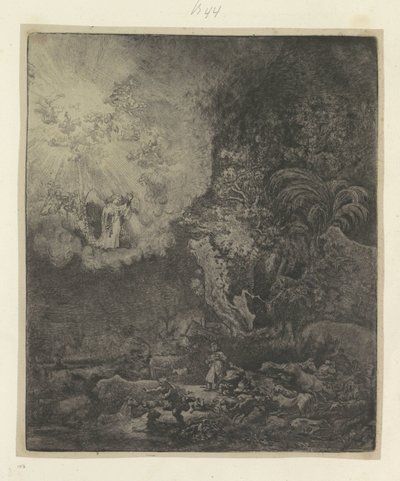 Verkondiging aan de herders
Colecção de oitenta e cinco estampas originais (título da série) de Rembrandt van Rijn