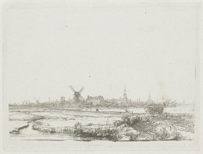 Vista de Amesterdão a partir do Kadijk de Rembrandt van Rijn
