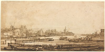 Vista sobre o Amstel da muralha de Rembrandt van Rijn