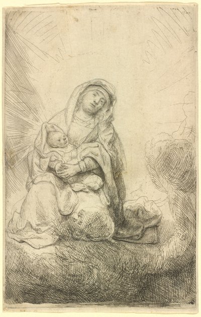 Virgem e Menino nas Nuvens de Rembrandt van Rijn