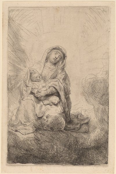 Virgem e Menino nas Nuvens de Rembrandt van Rijn