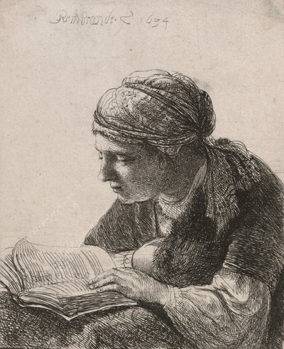 Mulher lendo, 1634. de Rembrandt van Rijn