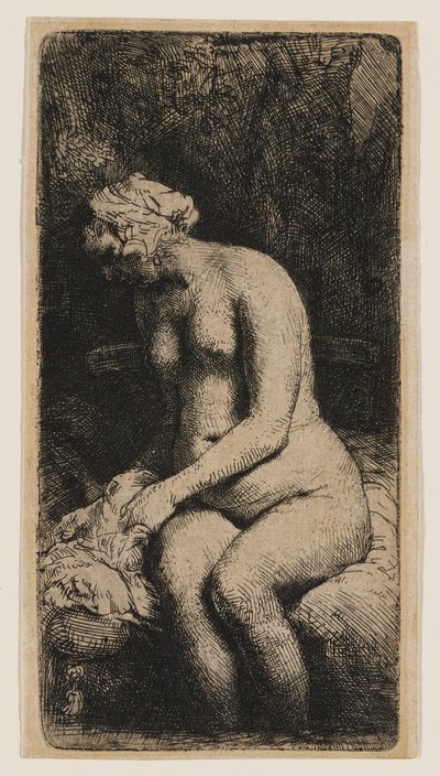 Mulher com os pés num ribeiro de Rembrandt van Rijn