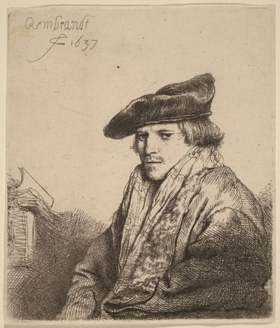 Jovem com um gorro de veludo (Petrus Sylvius) de Rembrandt van Rijn