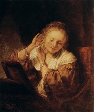 Jovem mulher com brincos, 1657 de Rembrandt van Rijn