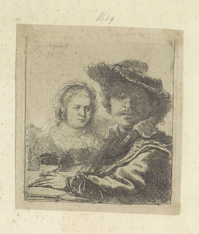 Zelfportret coloca Saskia Coleção de oitenta e cinco gravuras originais (título da série) de Rembrandt van Rijn