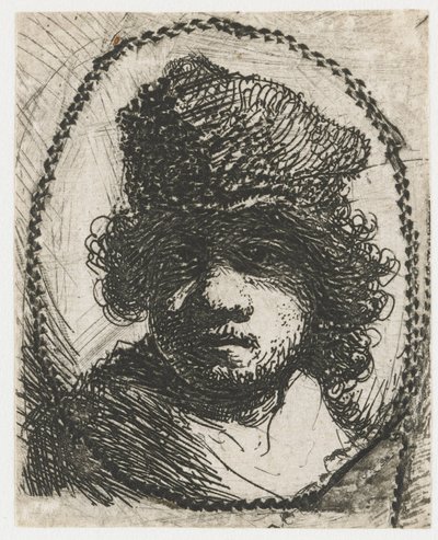 Auto-retrato com gorro de peles de Rembrandt van Rijn