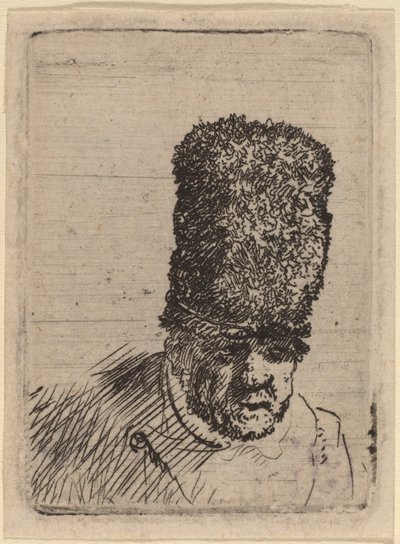 Cabeça de um velho com gorro de pele alta de Rembrandt van Rijn and Studio of Rembrandt
