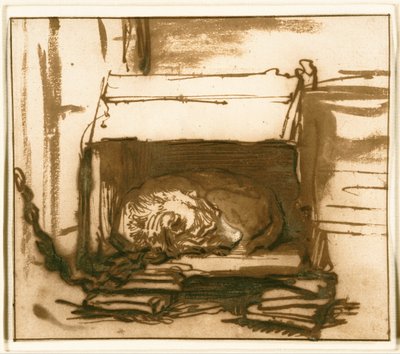 Cão de guarda adormecido de Rembrandt van Rijn