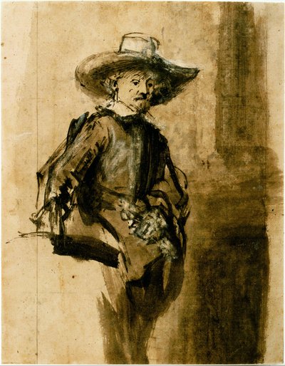 Estudo para um dos Syndics, Volkert Jansz. de Rembrandt van Rijn