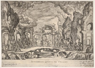 Quinto Interlúdio: Vulcan Intermedio quinto di Volcano, da série Seven Interludes ..., 1608. de Remigio Cantagallina