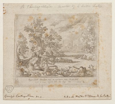 Paisagem com Tobias e o Anjo, c.1609 (água-forte) de Remigio Cantagallina