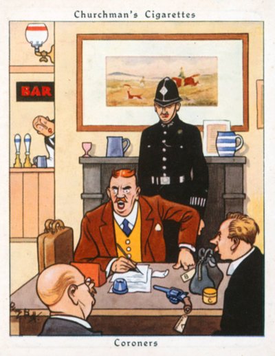 Médicos legistas (litografia a cores) de René Bull