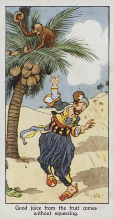 Provérbio Oriental: Bom sumo da fruta vem sem espremer (cor litho) de René Bull