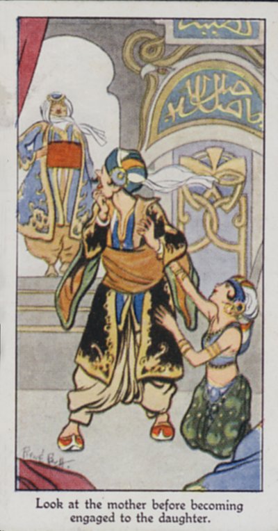 Provérbio Oriental: Olha para a mãe antes de ficares noivo da filha (cor litho) de René Bull