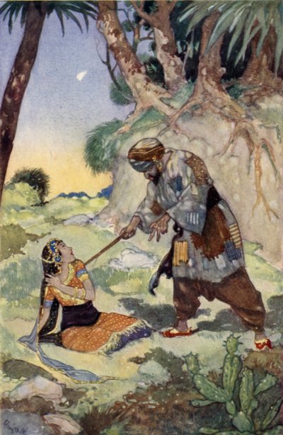 Ele começou a espancá-la tão mal que ela clamou por ajuda (cor litho) de René Bull