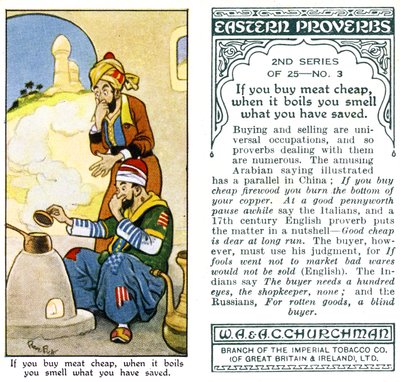 Se você comprar carne barata, quando ferve você cheira o que você salvou, 1932 de René Bull