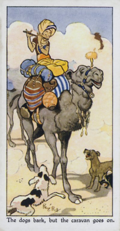 Os cães ladram, mas a caravana continua (cor litho) de René Bull