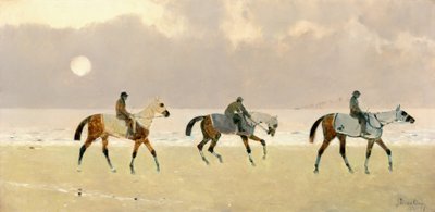Cavaleiros na praia em Dieppe de René Pierre Charles Princeteau