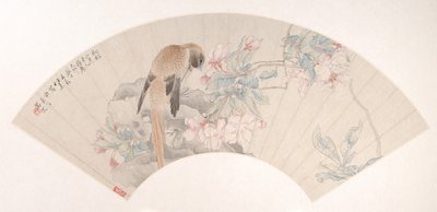 Bird on a Rock by a Flowering Branch, datado de 1879. de Ren Xun