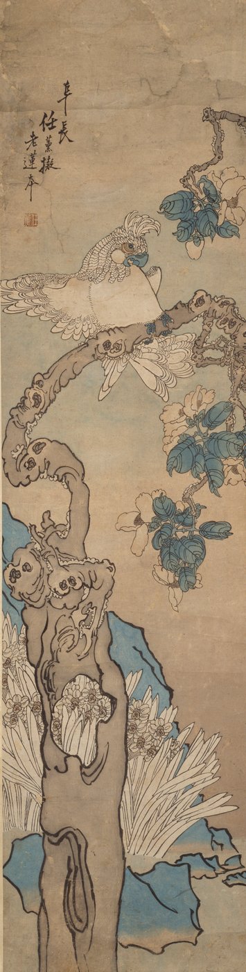 Papagaio na árvore de flores, 1835-1893 de Ren Xun