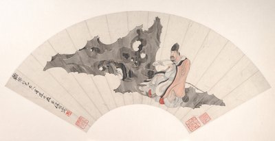 Erudito em uma Rocha, ca. 1880. de Ren Yi