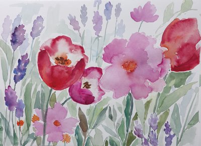Jardim de aquarelas em flor de Renate Holzner
