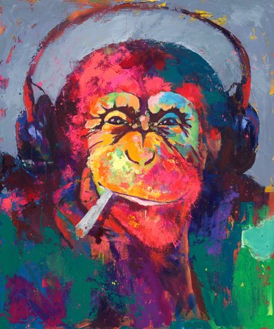 Auscultadores com cabeça de macaco coloridos de Renate Holzner