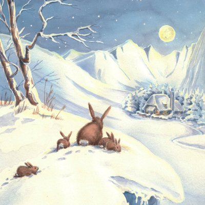 Coelhos de inverno ao luar de Renate Holzner