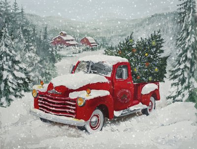 Natal com o camião vermelho coberto de neve de Renate Holzner